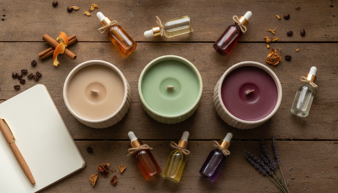 Professional illustration showing Overhead for scented candle sets