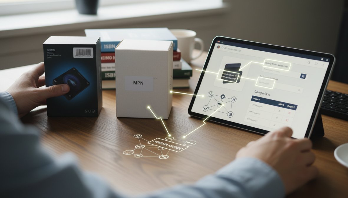 Comparison table of schema plugins highlighting key features like GTIN, MPN, and ISBN support