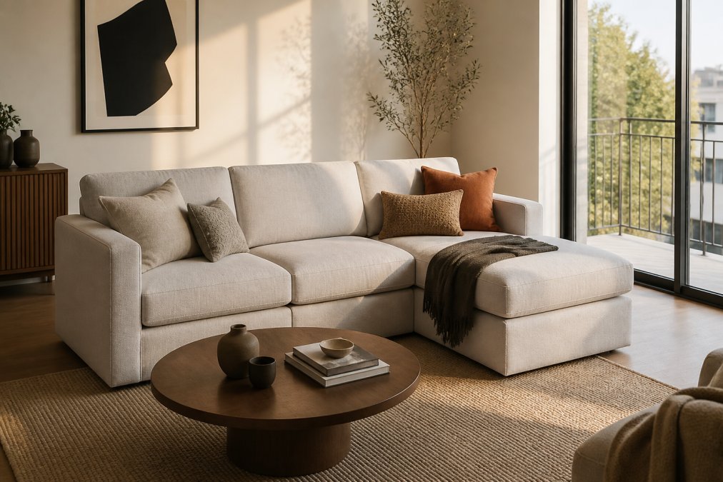Professional illustration showing best sectional sofas for small spaces