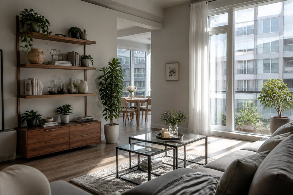 Professional illustration showing best space saving furniture for apartments