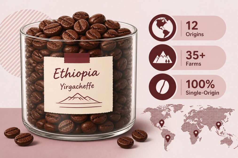 Professional illustration showing specialty coffee subscription