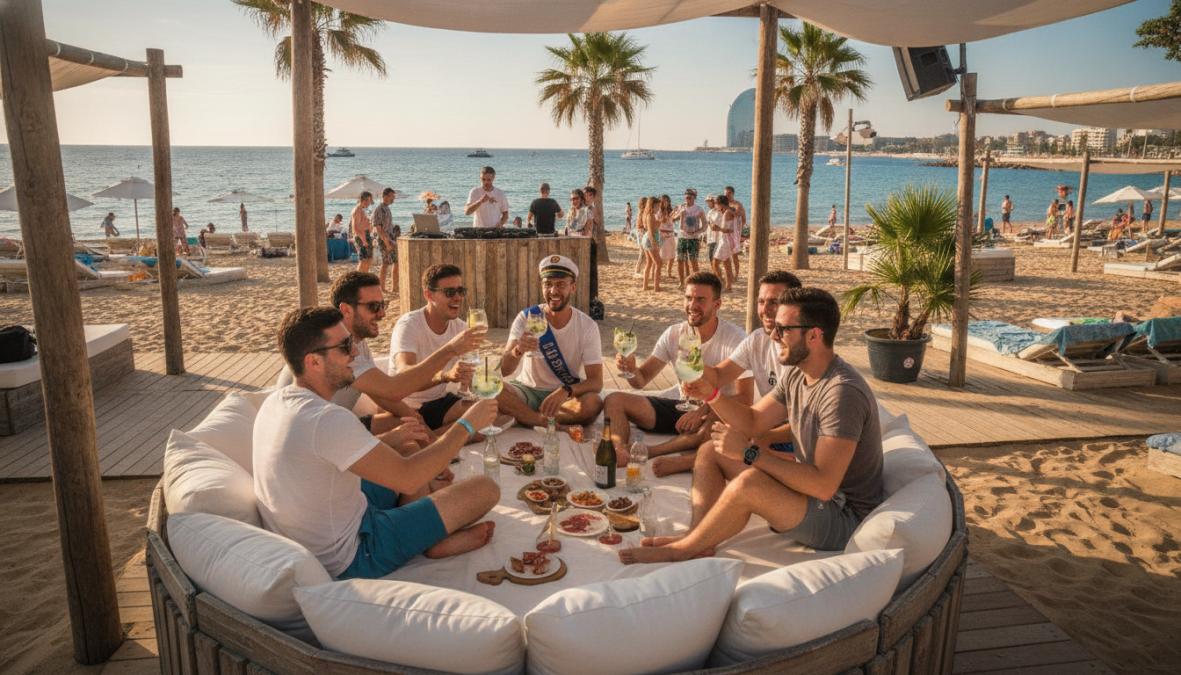 Professional illustration showing Young, Barcelona for best stag do destinations in europe
