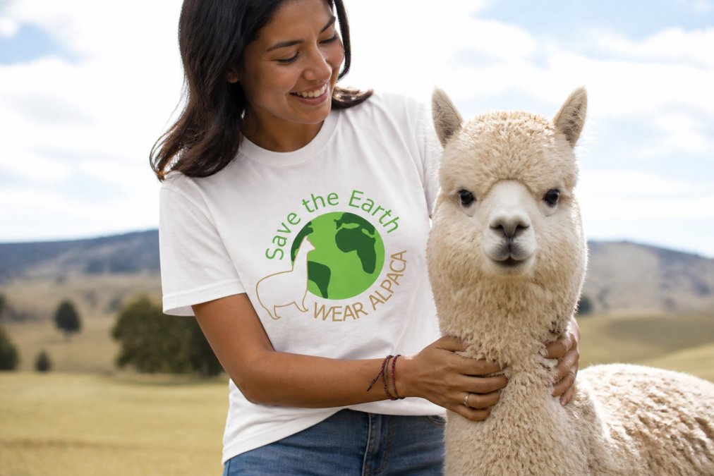 Close-up of soft, luxurious alpaca fiber texture in natural cream and warm earth tones, with a hand gently touching the material to demonstrate its exceptional softness and fine micron count
