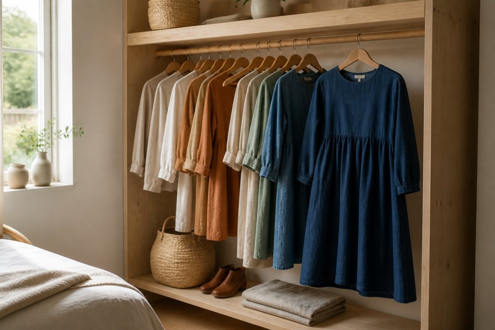 Step-by-step visual guide for open and timber and wardrobe concepts for sustainable fashion
