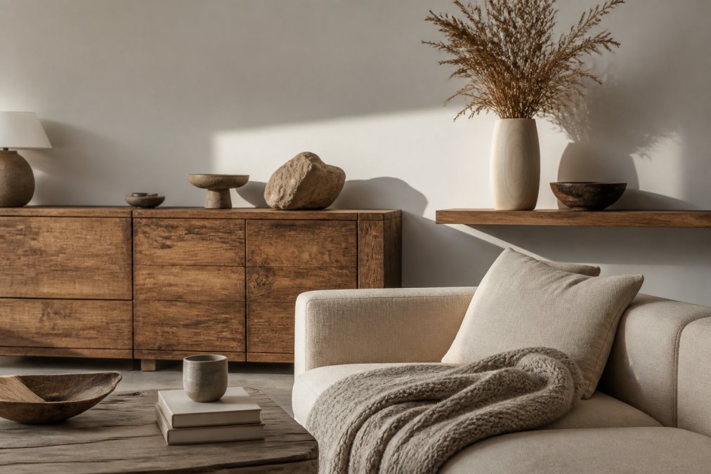 Professional illustration showing beautifully and styled and living concepts for sustainable luxury home decor