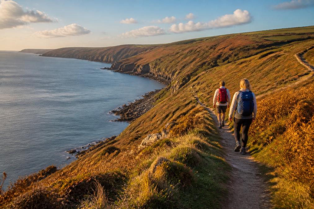Professional illustration showing Hikers for coastal hiking time of year