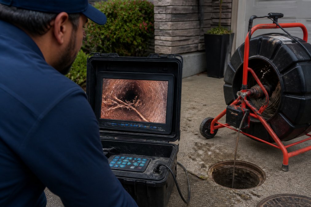 Professional illustration showing trenchless sewer repair