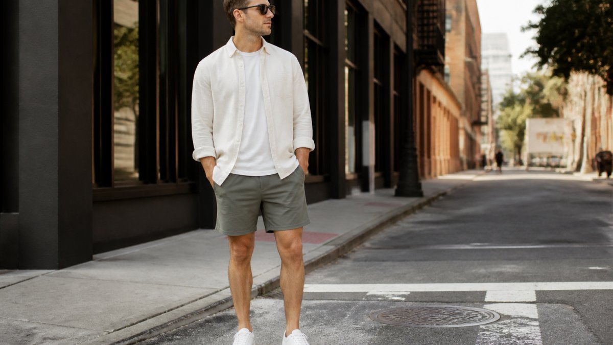 Infographic showing the transition of urban outdoor shorts for men from athletic gym wear to casual streetwear.