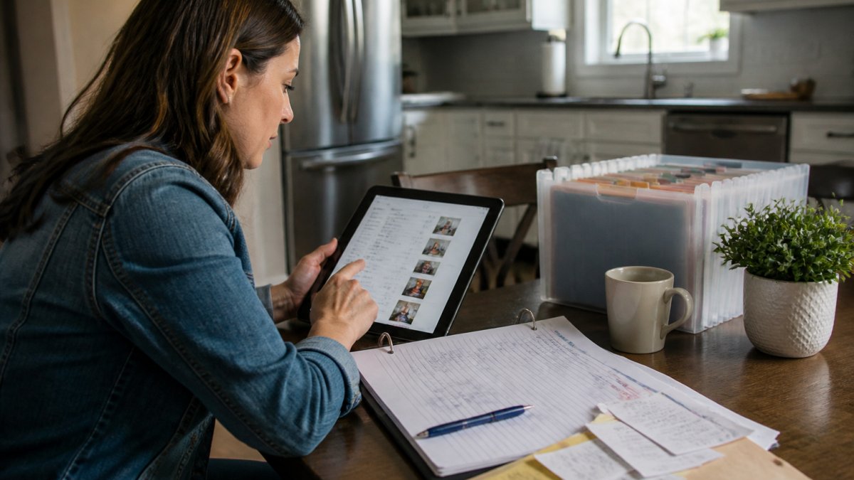Infographic process for organizing contractor contacts and track maintenance records on a tablet