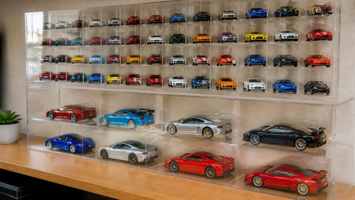 Infographic illustrating the step-by-step process for organizing and displaying miniature vehicle collections.
