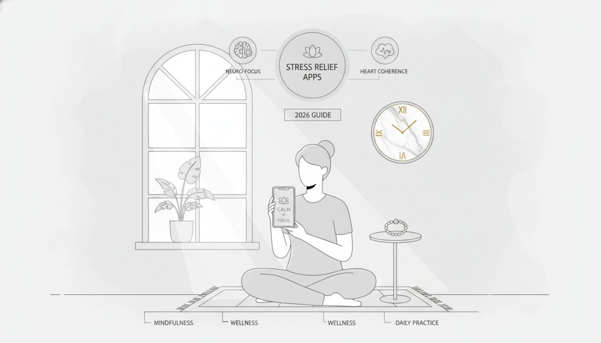 Professional illustration showing best wellness products for daily stress