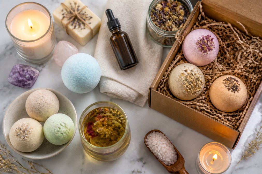 Professional illustration showing Flat for wellness subscription boxes