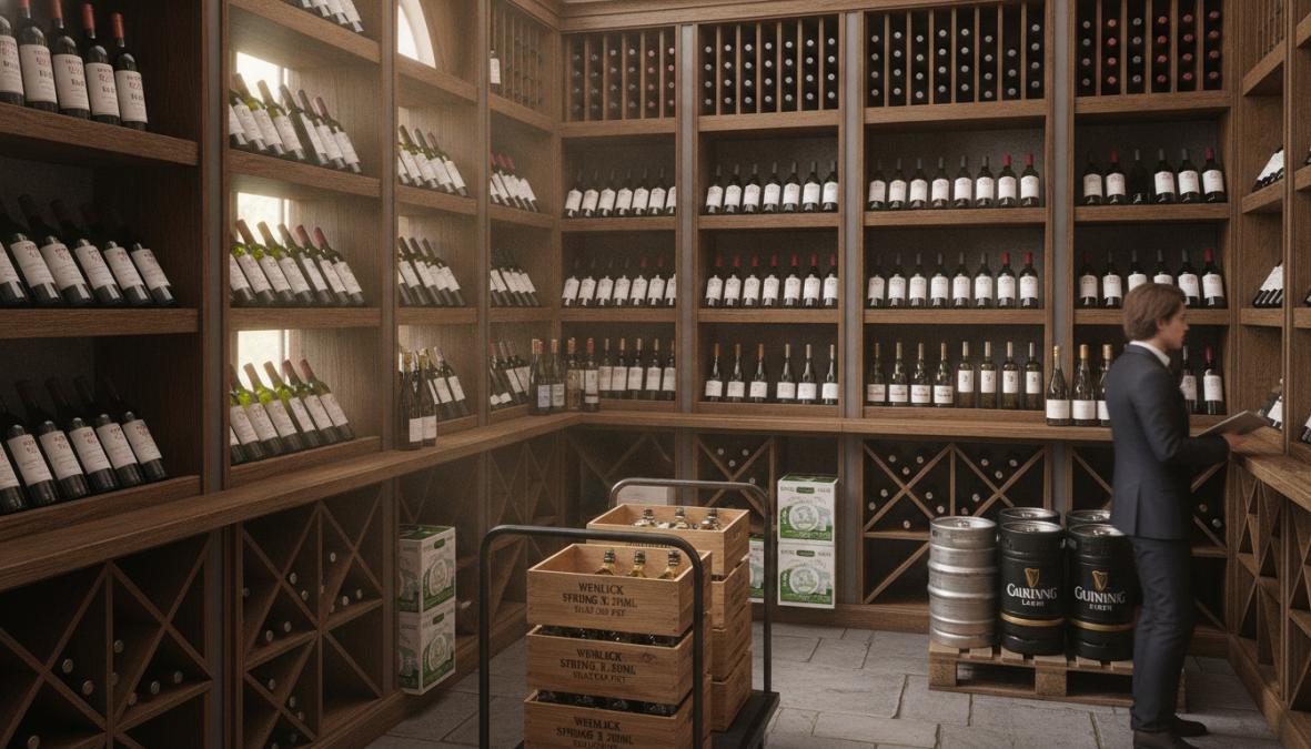 Professional illustration showing bar and wine and bottles concepts for best wholesale wine distributors uk