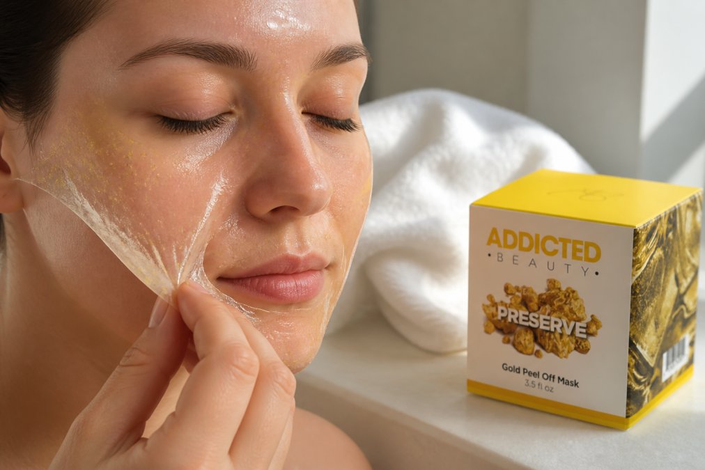 Handen die voorzichtig een transparant peel-off masker van de wang verwijderen, met zacht daglicht op de huid en een schone witte handdoek op de achtergrond, close-up perspectief