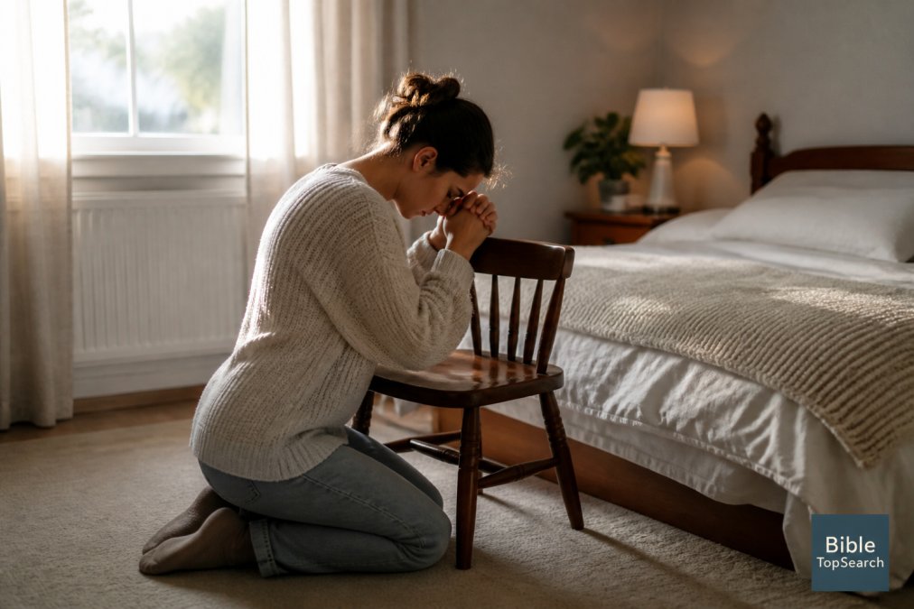 Step-by-step visual guide for person and kneeling and quiet concepts for bible guidance for relationship issues