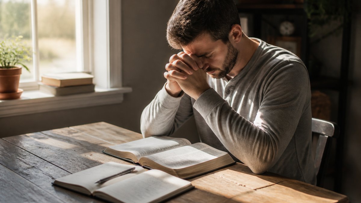 Infographic mapping a biblical approach to emotional intelligence through daily prayer and reflection steps.