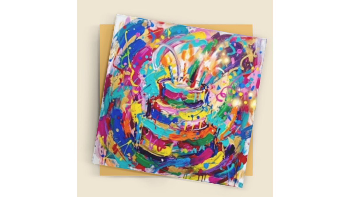 Birthday Card – Contemporary Abstract Celebration Cake Art