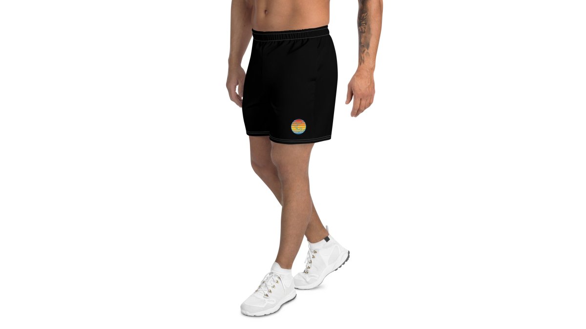 Black Retro Sunset Men's Recycled Athletic Shorts