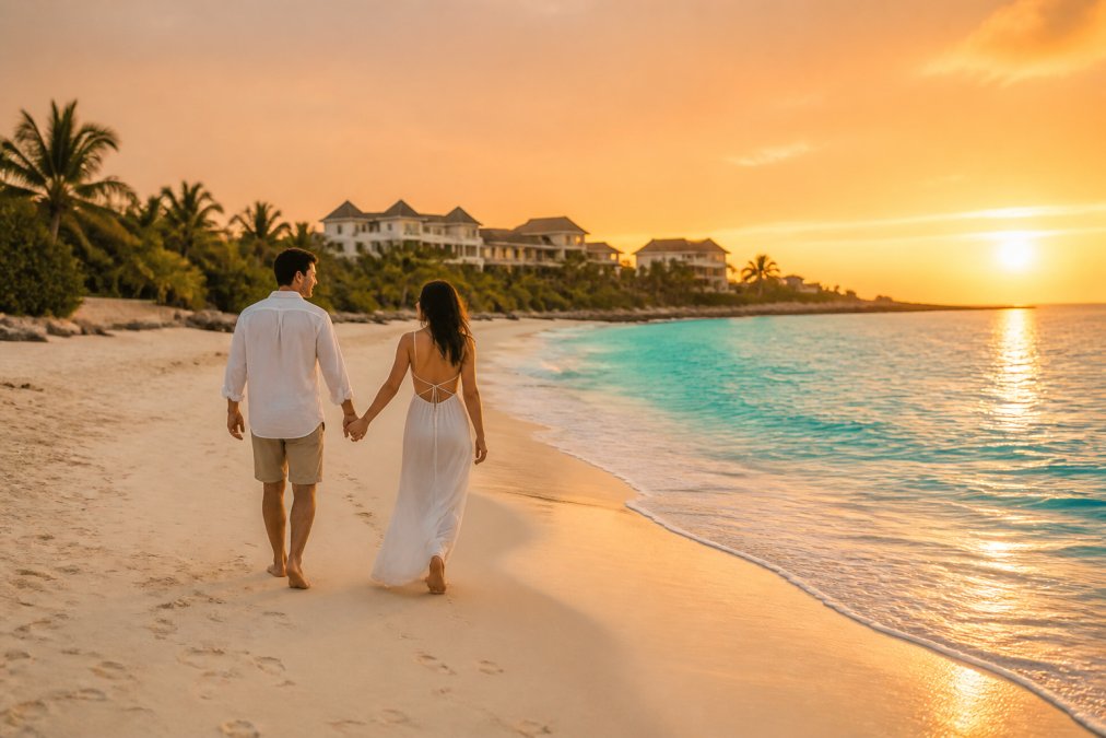 Professional illustration showing visible and couple and holding concepts for Black Tomato alternative honeymoons