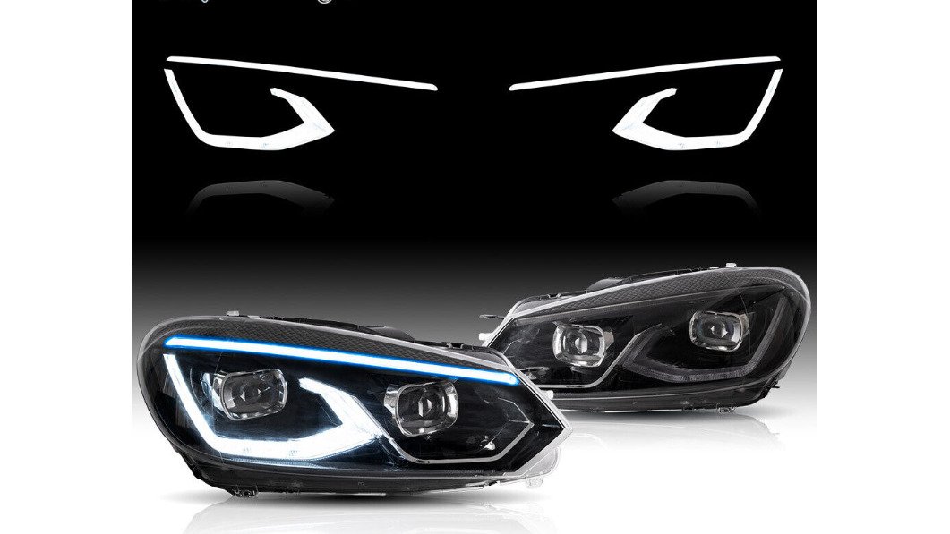 Blue DRL LED Headlights For Volkswagen Golf 6 MK6 2008-2013 W/Start-up Animation