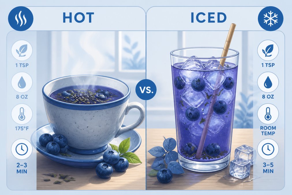Visual comparison chart showing blueberry green tea