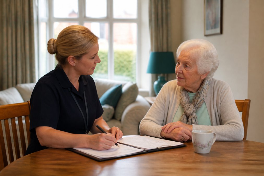 Flowchart showing the home care assessment process during a visit