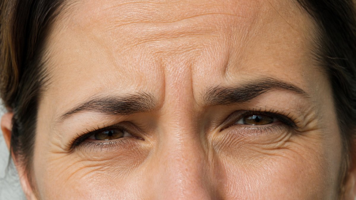 Diagram highlighting forehead, frown lines, and crow's feet for botox facial rejuvenation treatment areas.