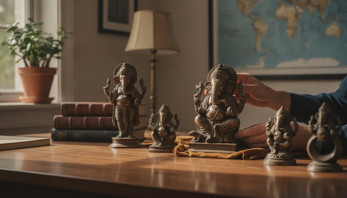 Professional illustration showing Close, Ganesha for bronze ganesha statue for home office