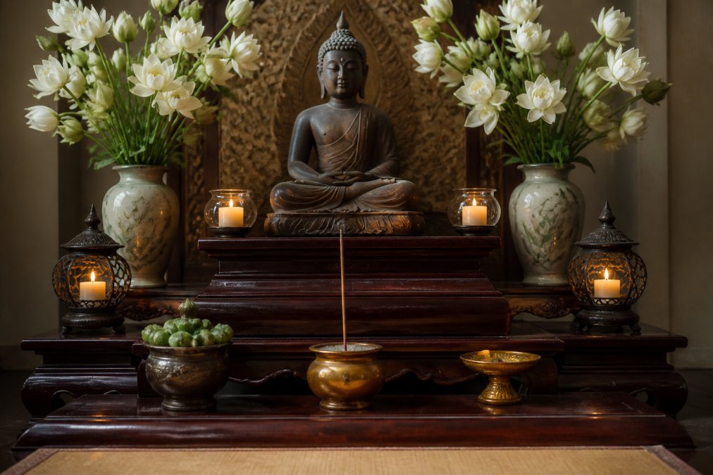 Professional illustration showing buddha statue floor