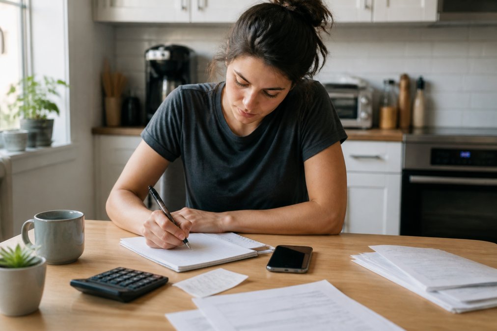 Step-by-step infographic showing how to organize expenses and select effective budgeting methods at home.