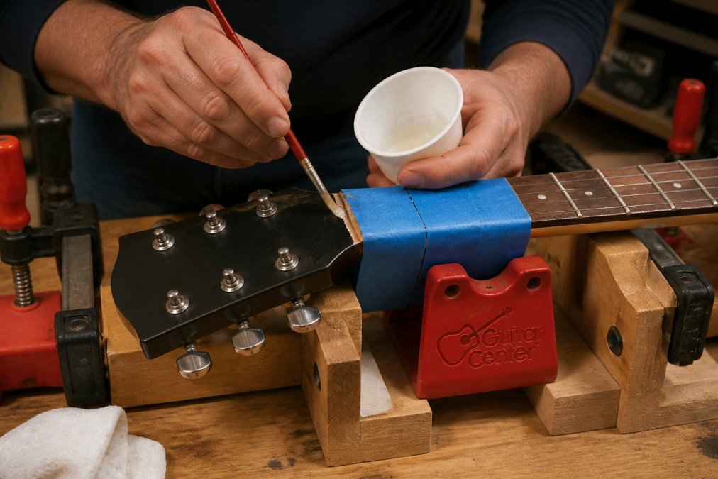 Step-by-step visual guide for Hands for guitar neck repair jig