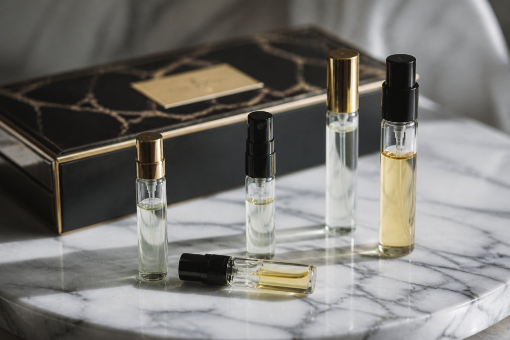 Professional illustration showing Close for perfume samples