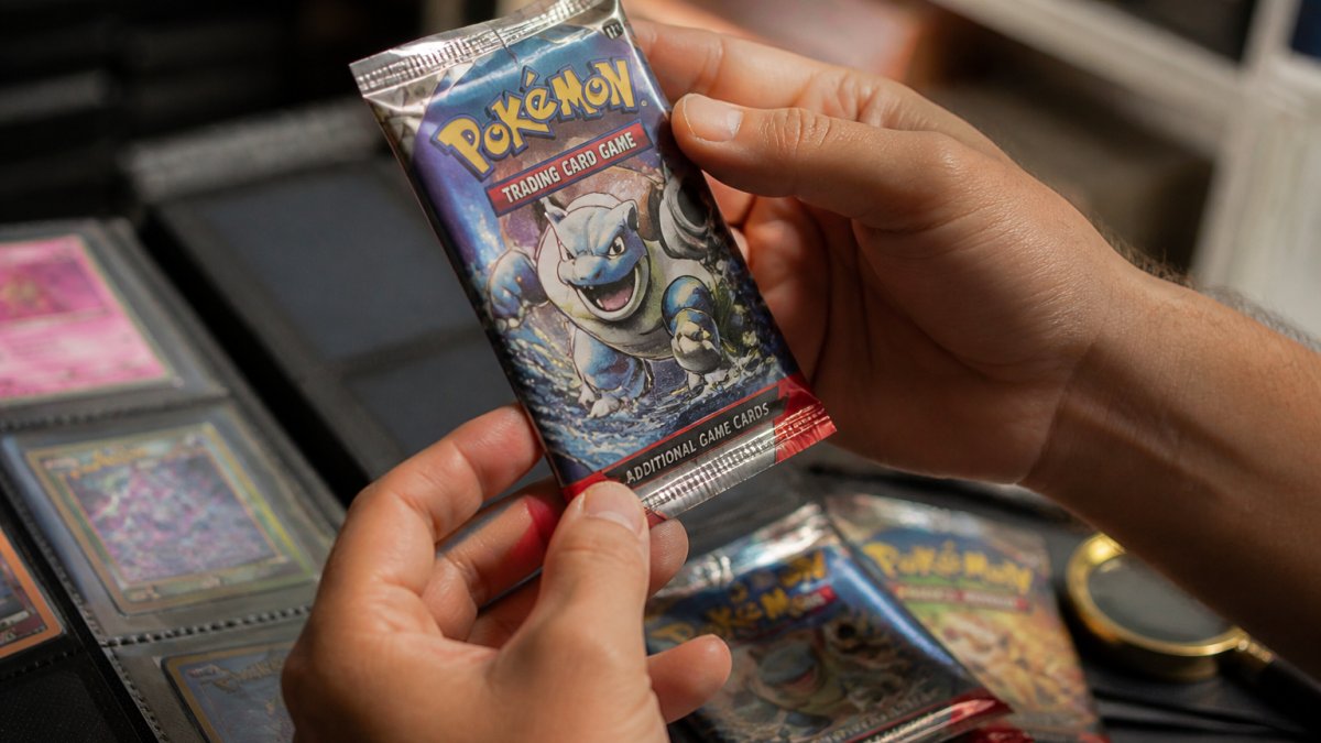 Step-by-step visual guide for comparing packaging details and holographic features to identify genuine sealed card packs.