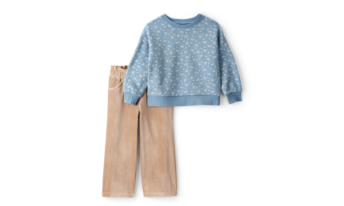 Carter's Girls Crewneck Top and Corduroy Wide Leg Pant, 2-Piece Set, Size 5T