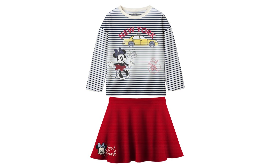 Disney Toddler and Little Girls 2-Piece Minnie New York, T-Shirt & Skirt Set, Sizes 4T to 6X