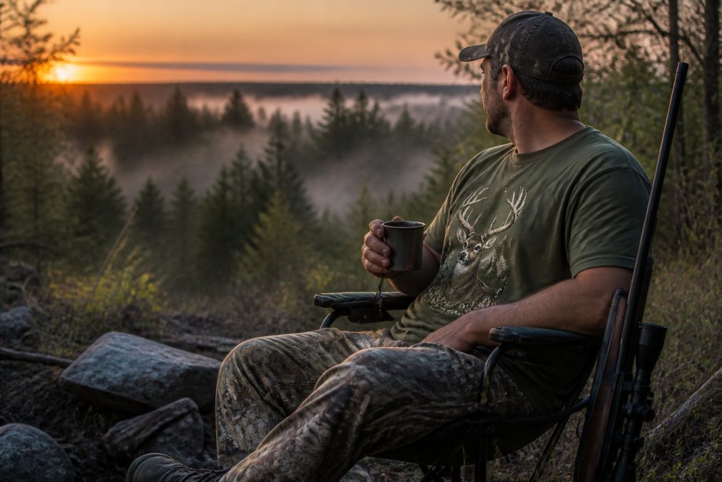 Professional illustration showing limited edition hunting apparel