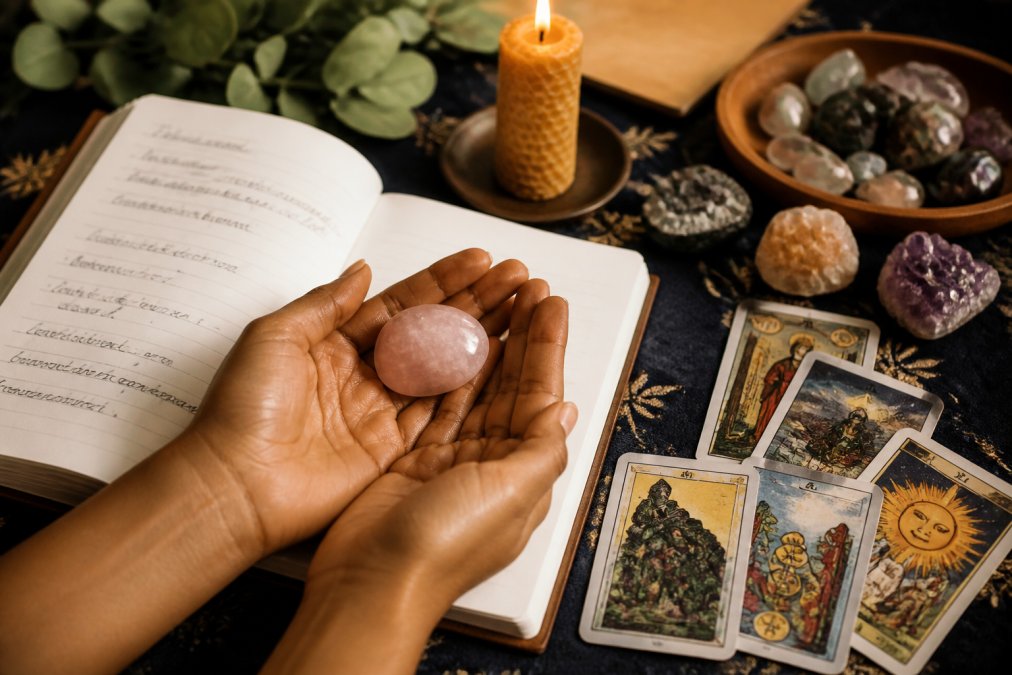 Step-by-step visual guide for pair and hands and gently concepts for mystery crystal boxes