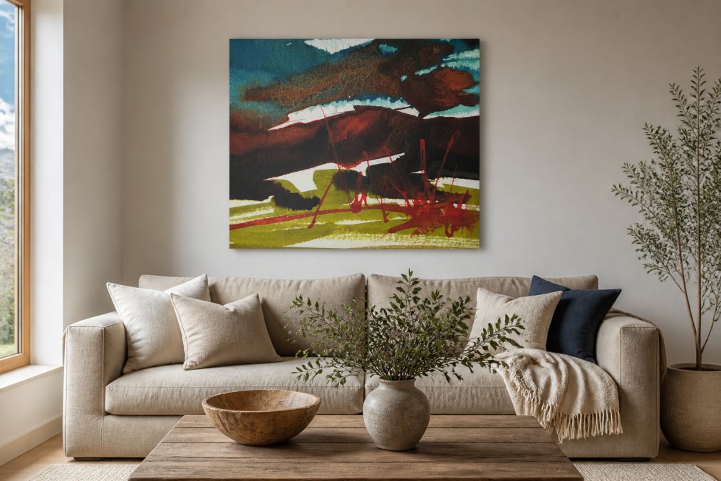 Professional illustration showing Scottish Highlands for original scottish landscape art