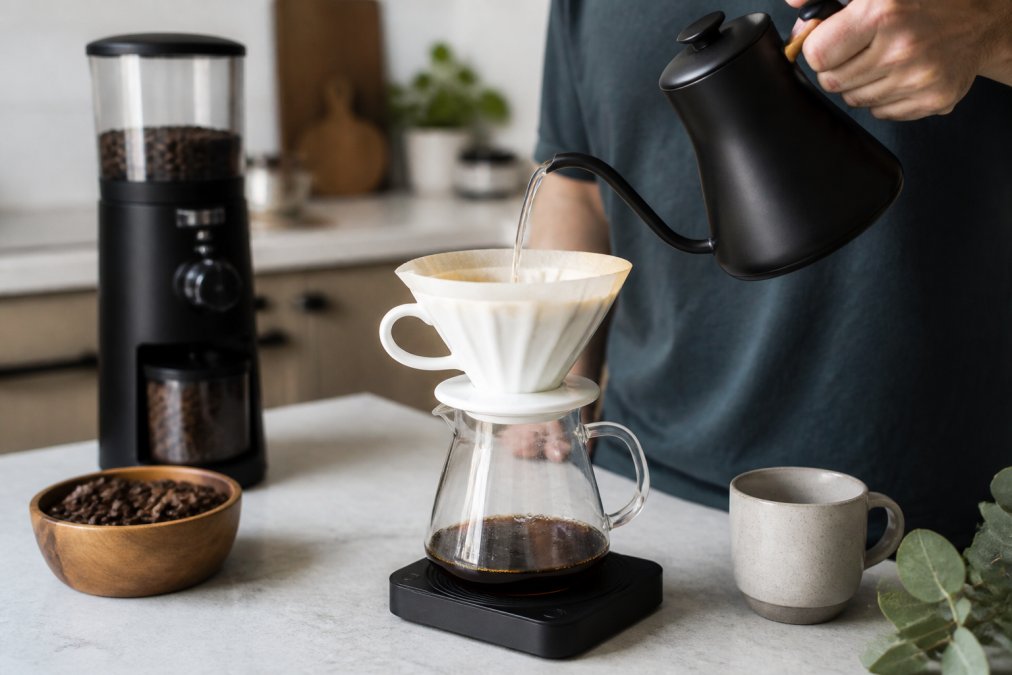 Professional illustration showing Person for artisan coffee beans