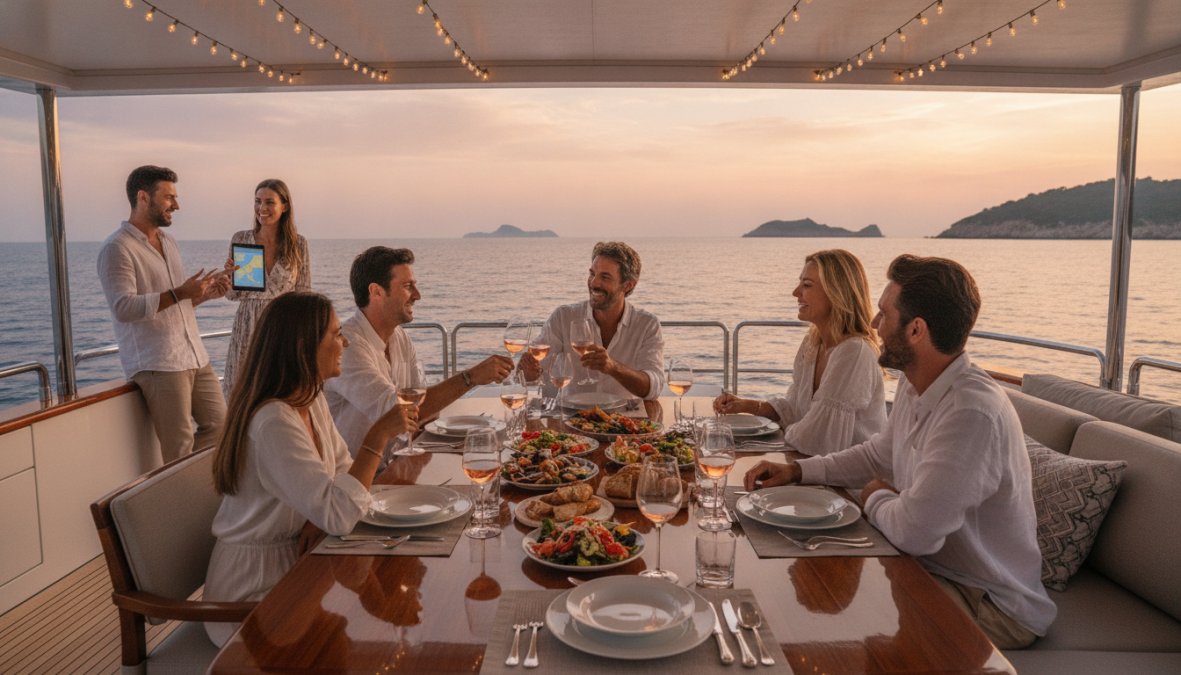 Illustration showing the benefits of buying a yacht vs chartering
