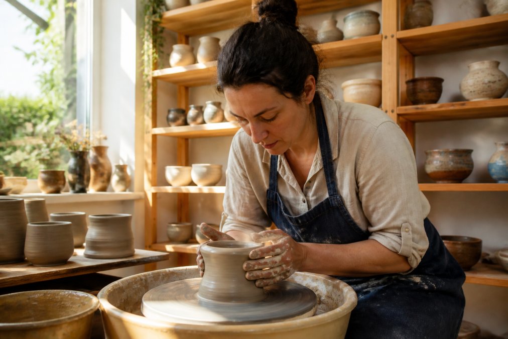 Professional illustration showing Artisan for buying gifts from independent workshops
