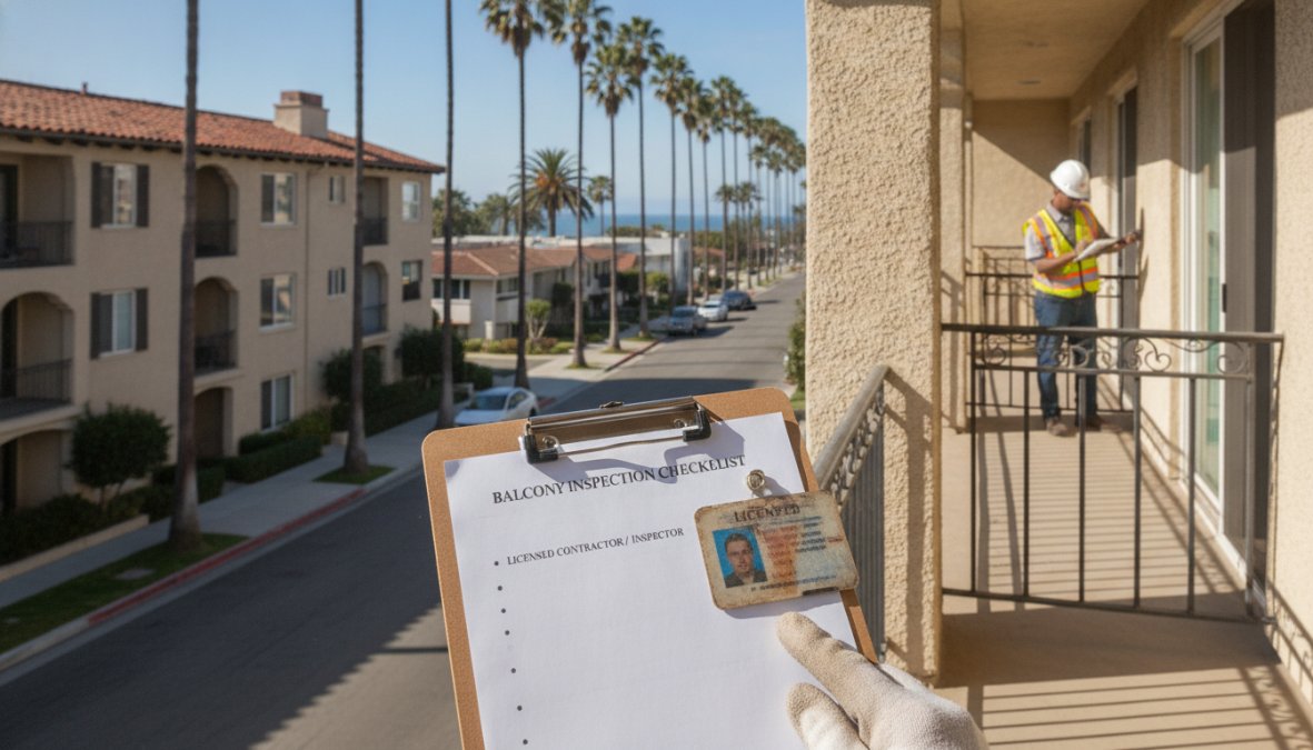 Professional illustration showing Licensed for how to comply with california balcony laws
