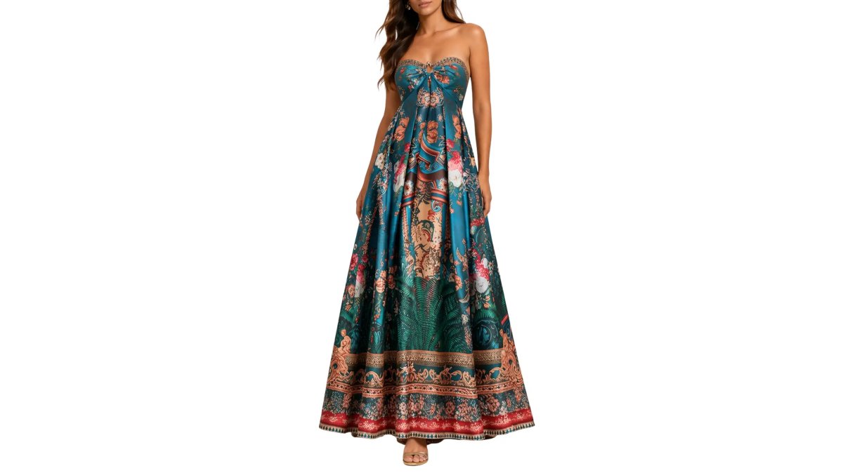 Camilla Verdis World Strapless Maxi Dress