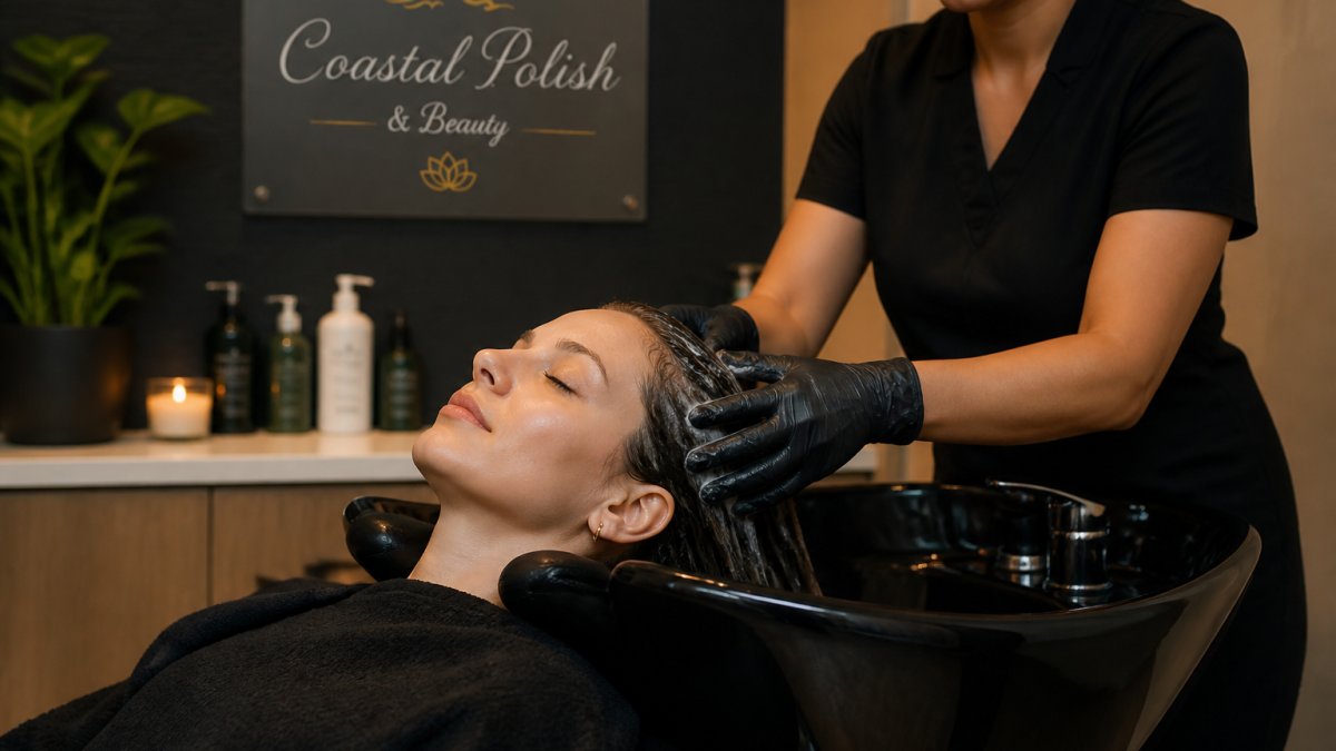 Technician massaging a client's scalp at a head spa to see if can head spa treatments help with dandruff