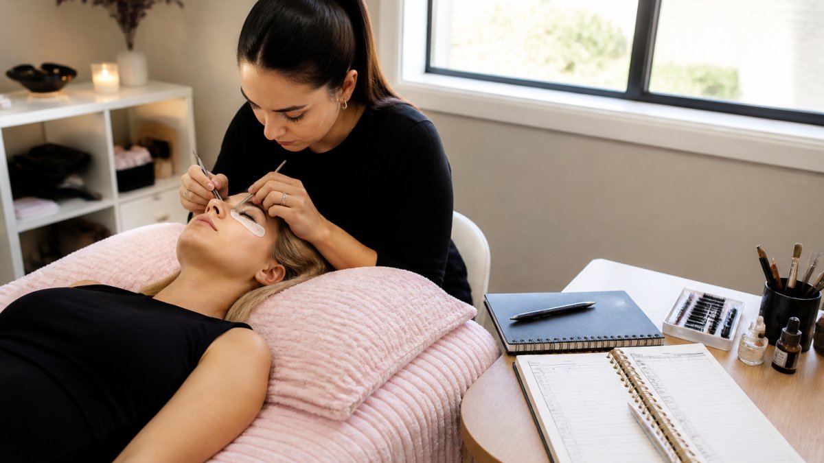 Infographic chart illustrating the weekly appointment capacity for a home-based lash studio business model.