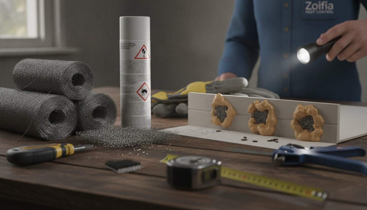 Step-by-step visual guide for Close for mice chew spray foam