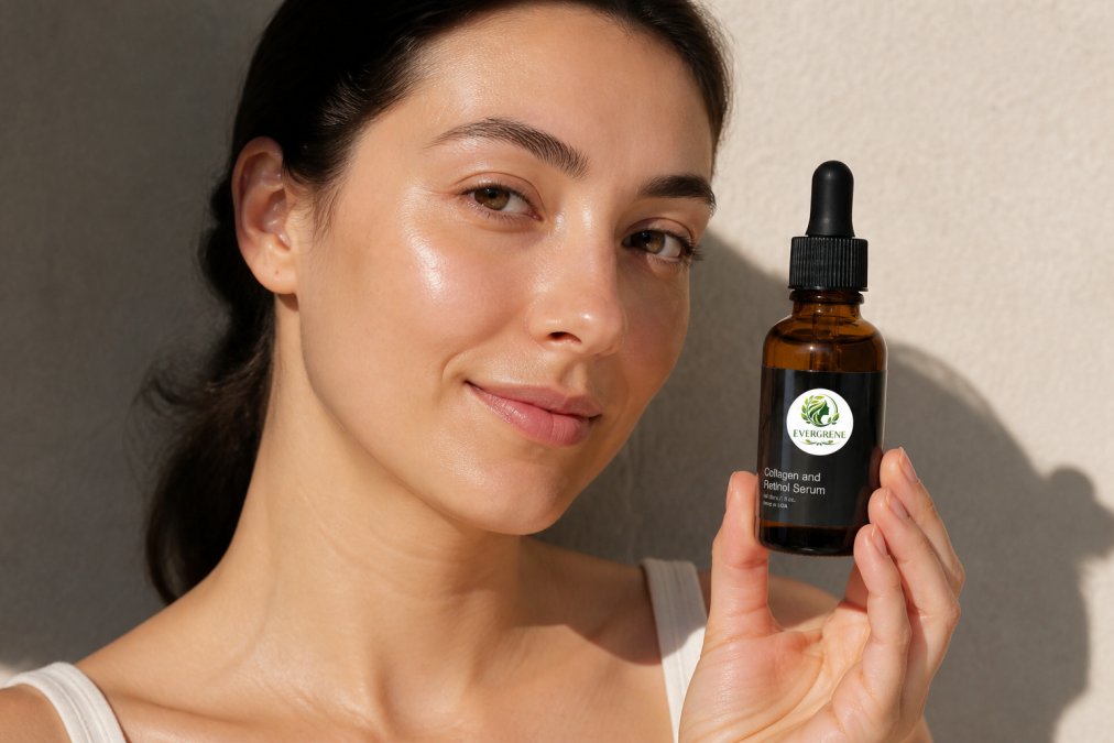 Close-up of person's face showing healthy, glowing skin texture with even tone, smooth complexion, and radiant appearance in natural morning light