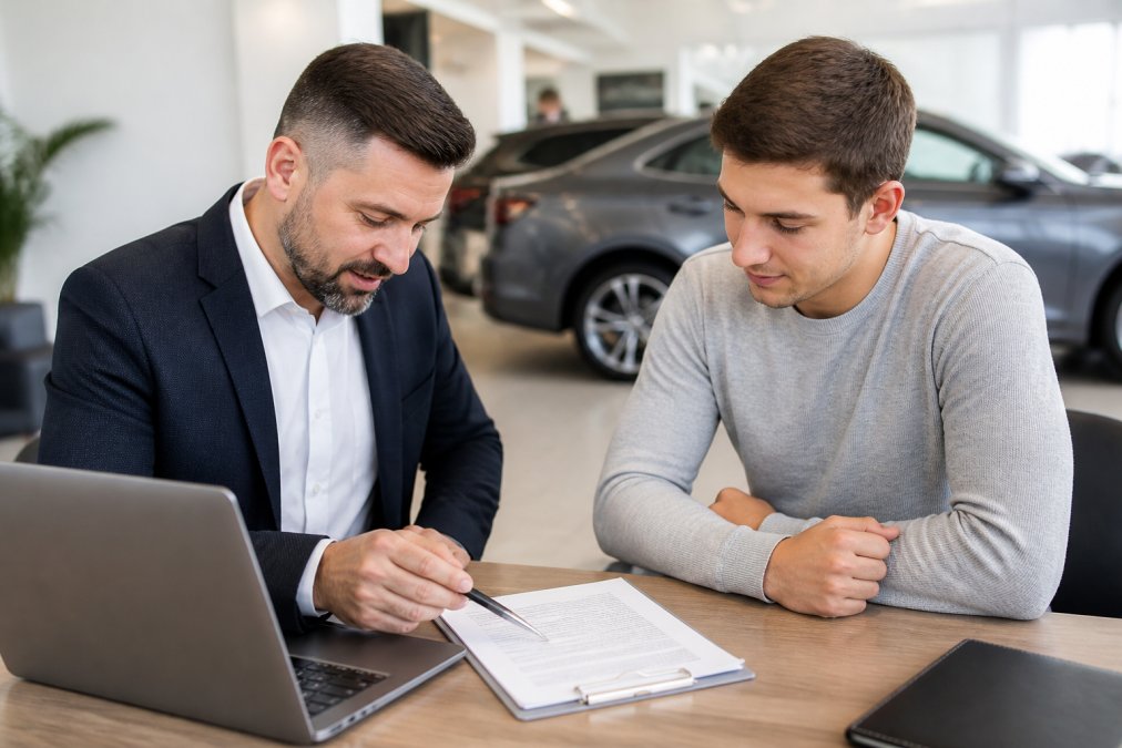 Flowchart illustrating the car financing process for those with a 500 credit score at a dealership.