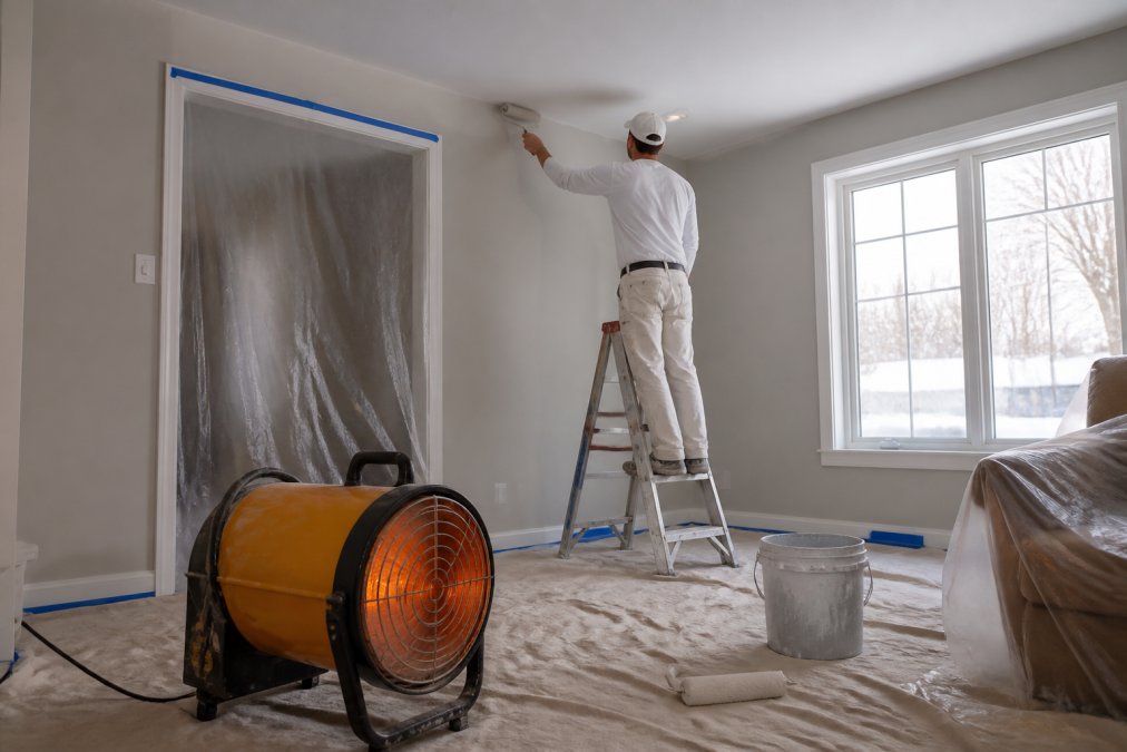 Side-by-side comparison of paint house cold weather