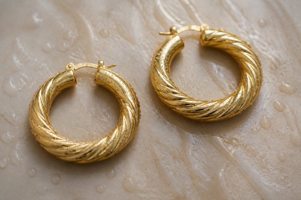 Professional illustration showing gold-plated jewelry shower